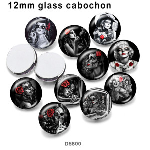 10pcs/lot  skull  glass picture printing products of various sizes  Fridge magnet cabochon