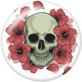 20MM Halloween  skull  Print   glass  snaps buttons