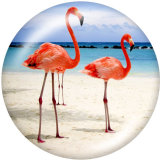 20MM  Flamingo LOVE  Print   glass  snaps buttons Beach