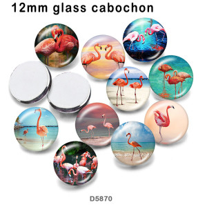 10pcs/lot   Flamingo   glass picture printing products of various sizes  Fridge magnet cabochon Beach Ocean