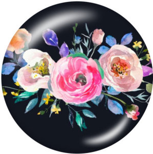 20MM  Pretty  Flower  Print   glass  snaps buttons