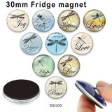10pcs/lot  Dragonfly  glass picture printing products of various sizes  Fridge magnet cabochon