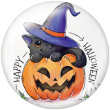 20MM Halloween  Cat  Print   glass  snaps buttons