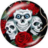 20MM  Halloween  skull  Print   glass  snaps buttons