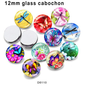 10pcs/lot   Butterfly  Dragonfly  glass picture printing products of various sizes  Fridge magnet cabochon