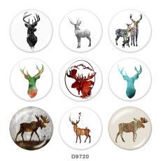 20MM  Deer  Print   glass  snaps buttons