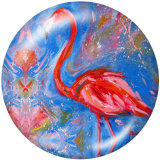 20MM  Flamingo  Print   glass  snaps buttons LOVE