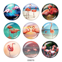 20MM  Flamingo LOVE  Print   glass  snaps buttons Beach