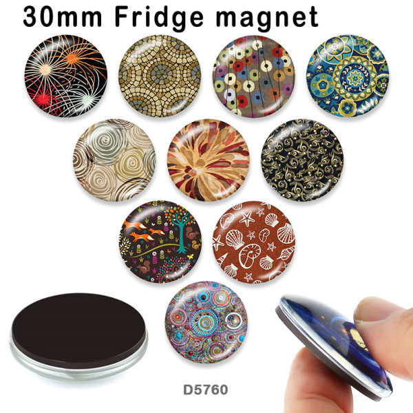 10pcs/lot  pattern  glass picture printing products of various sizes  Fridge magnet cabochon