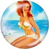 20MM  Beach  Ocean  Print   glass  snaps buttons