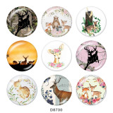 20MM  Deer  Print   glass  snaps buttons