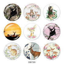 20MM  Deer  Print   glass  snaps buttons