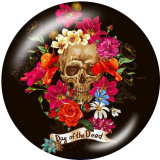 20MM  Halloween  skull  Print   glass  snaps buttons