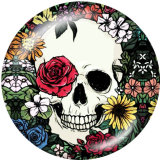 20MM  Halloween  skull  Print   glass  snaps buttons