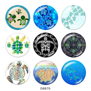 20MM  sea turtle   Print   glass  snaps buttons Beach Ocean