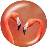 20MM  Flamingo  Print   glass  snaps buttons LOVE