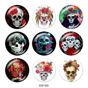 20MM  Halloween  skull  Print   glass  snaps buttons