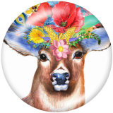 20MM  Deer  Print   glass  snaps buttons