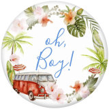 20MM  Beach  Ocean  Print   glass  snaps buttons