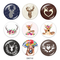 20MM  Deer  Print   glass  snaps buttons