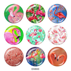 20MM  Flamingo  Print   glass  snaps buttons LOVE
