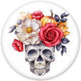 20MM  Halloween  skull  Print   glass  snaps buttons