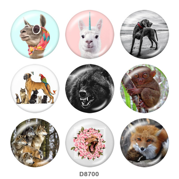 20MM Unicorn  wolf  Print   glass  snaps buttons