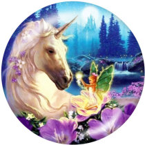 20MM  Unicorn  Dragonfly  mermaid  Print   glass  snaps buttons
