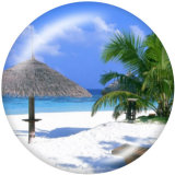 20MM  Beach  Ocean  Print   glass  snaps buttons