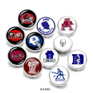 20MM  NCAA School Team  Print   glass  snaps buttons