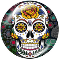 20MM  Halloween  skull  Print   glass  snaps buttons