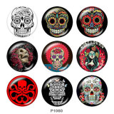 20MM  Halloween  skull  Print   glass  snaps buttons