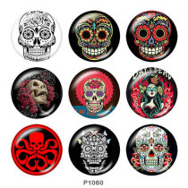 20MM  Halloween  skull  Print   glass  snaps buttons