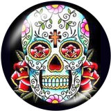 20MM  Halloween  skull  Print   glass  snaps buttons