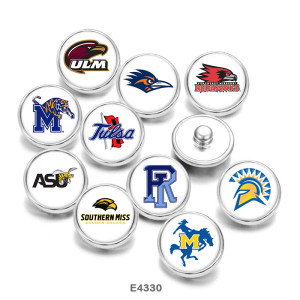 20MM  NCAA School Team  Print   glass  snaps buttons