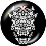 20MM  Halloween  skull  Print   glass  snaps buttons