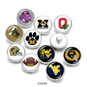 20MM  NCAA School Team  Print   glass  snaps buttons