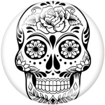 20MM  Halloween  skull  Print   glass  snaps buttons