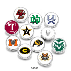 20MM  NCAA School Team  Print   glass  snaps buttons