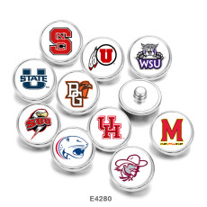 20MM  NCAA School Team  Print   glass  snaps buttons