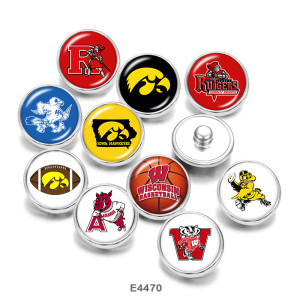 20MM  NCAA School Team  Print   glass  snaps buttons