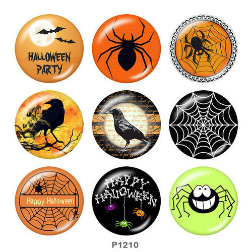 20MM  Halloween  Print   glass  snaps buttons