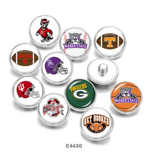 20MM  NCAA School Team  Print   glass  snaps buttons