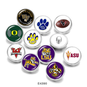 20MM  NCAA School Team  Print   glass  snaps buttons