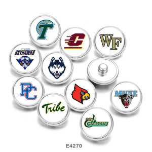 20MM  NCAA School Team  Print   glass  snaps buttons