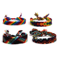 LGBT Cross-stitch thread bohemian rainbow color braided friendship bracelet ethnic style durable hand rope braided bracelet