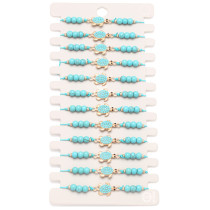 12pcs/lot summer beach turquoise sea turtle starfish tree of life love butterfly gold adjustable braided bracelet