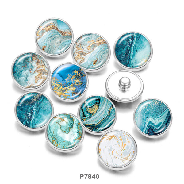 20MM Beach  pattern  Print   glass  snaps buttons