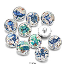 20MM  Beach Ocean  sea turtle   Print   glass  snaps buttons