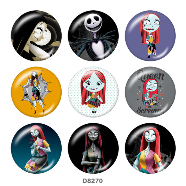 20MM  Halloween  Print   glass  snaps buttons